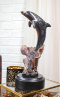 Jumping Dolphin Statue - Figurine 10.5" Height Bronze Electroplated Figurine