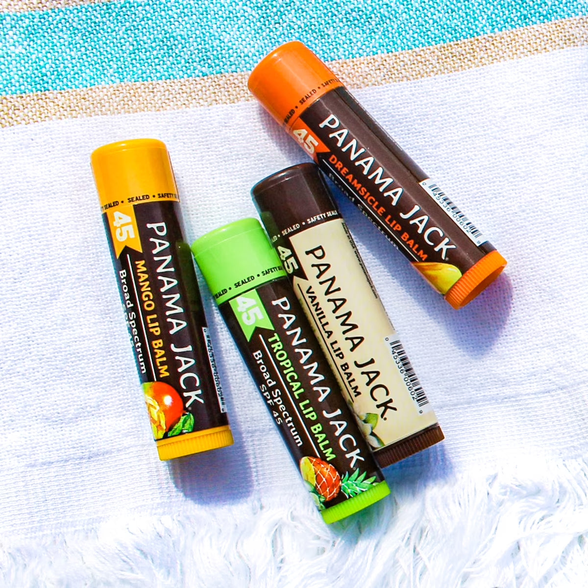 Sunscreen Lip Balm - SPF 45, Broad Spectrum UVA-UVB Sunscreen Protection, Prevents & Soothes Dry, Chapped Lips (Pack of 7, Tropical)