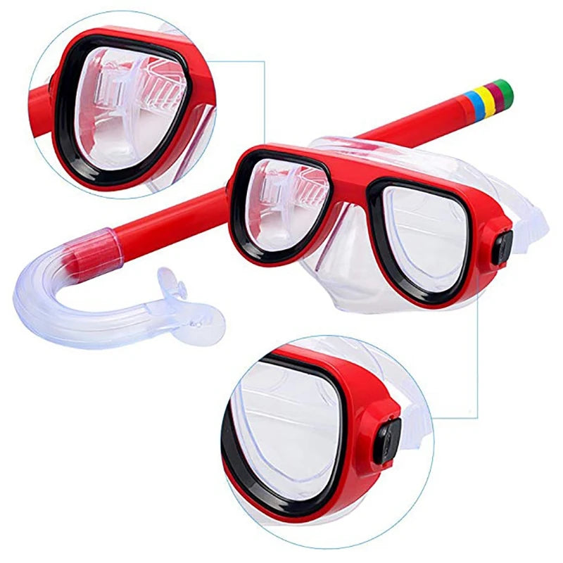 Children Kids Snorkel Set Scuba Snorkeling Mask Swimming Goggles Glasses with Dry Snorkels Tube Equipment Diving Gear