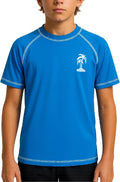 Boys Swim Shirt - Quick Dry UPF50+ Swim Top Beach Wear Short Sleeve Boys Rash Guard for Infant Toddler & Big Boy