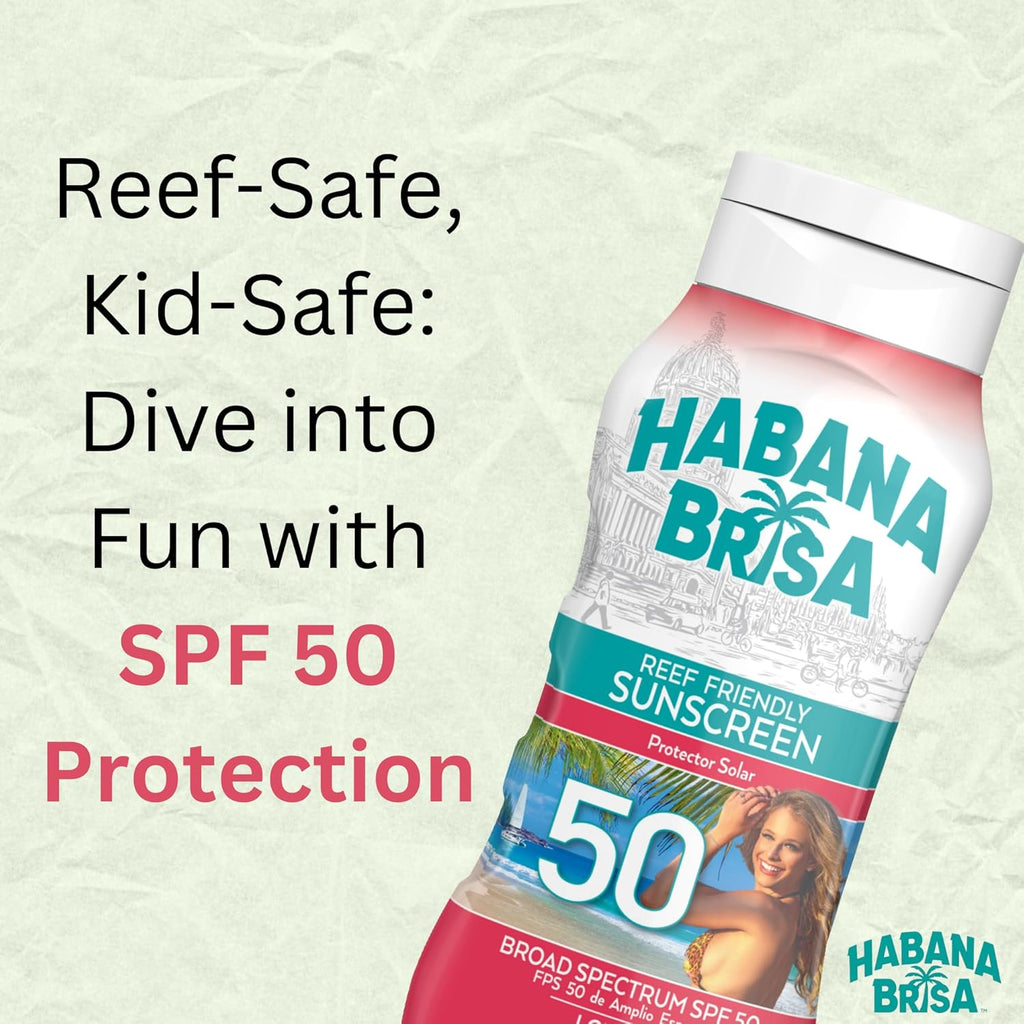 Reef Friendly Sunscreen Lotion, UVA/UVB Protection, Broad Spectrum | No Oxybenzone & No Octinoxate, Small-Batch Production, 8 FL OZ (8 Fl Oz, 50, Sun Protection Factor (SPF))