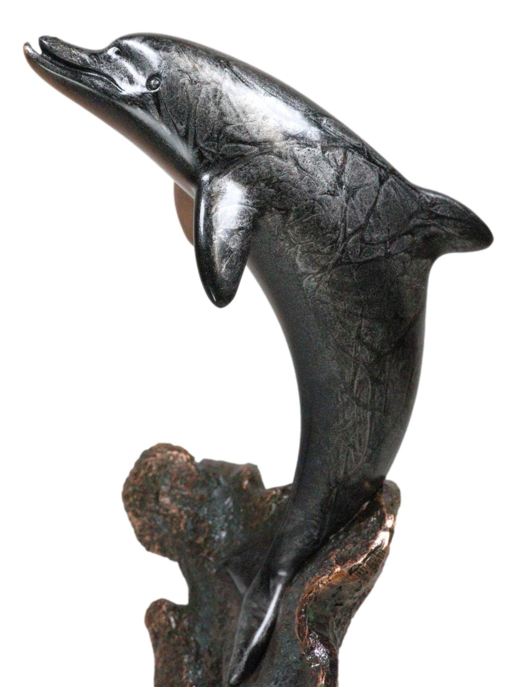 Jumping Dolphin Statue - Figurine 10.5" Height Bronze Electroplated Figurine