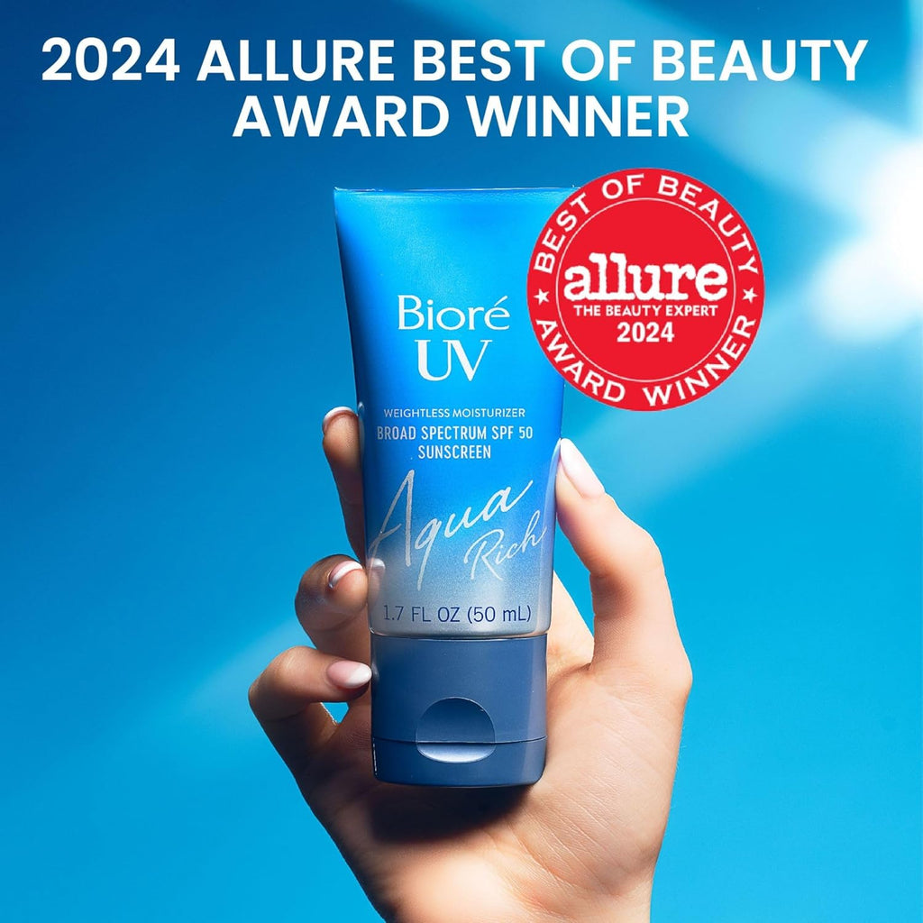 Biore UV Aqua Rich Daily Hydrating Facial Moisturizer with SPF 50 | Oil Free Sun