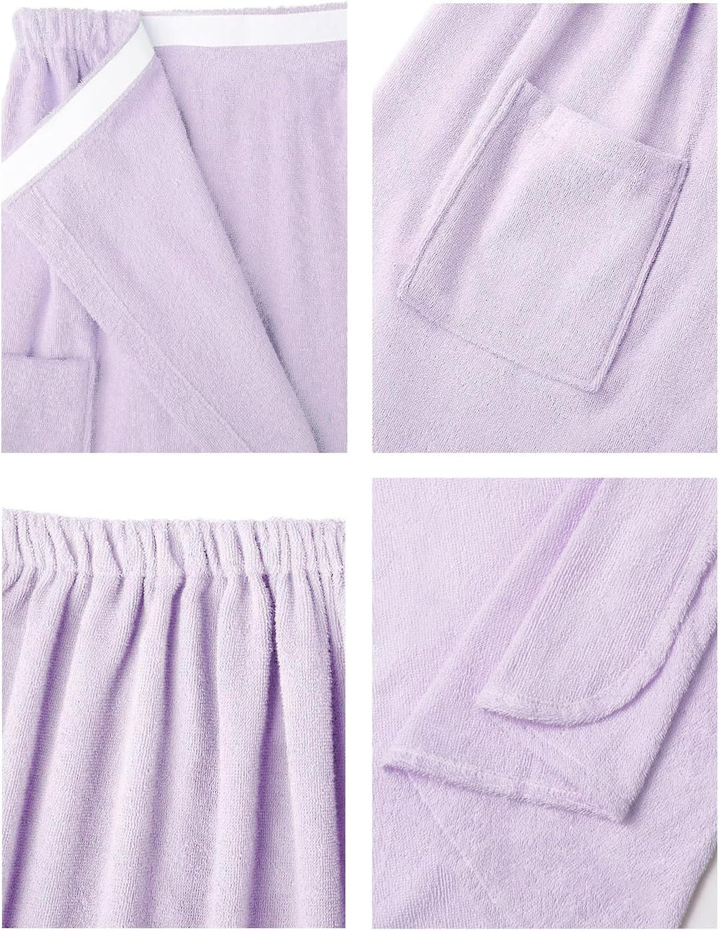Women Bath Towel Wrap Robe, Soft Cotton Terry Spa Cloth, Plush Adjustable Closure for Shower, Travel, Pool, Gym