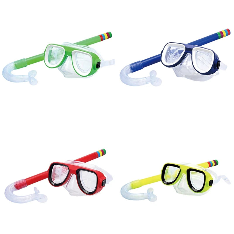 Children Kids Snorkel Set Scuba Snorkeling Mask Swimming Goggles Glasses with Dry Snorkels Tube Equipment Diving Gear