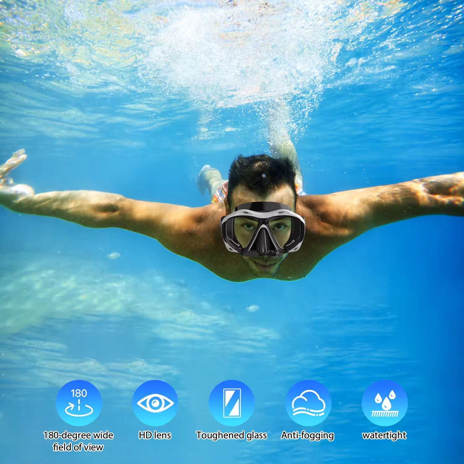 Large Frame Swimming Goggles for Adults High Quality Panoramic Antifog Swim Glasses Waterproof HD Swim Eyewear Swim Equipment