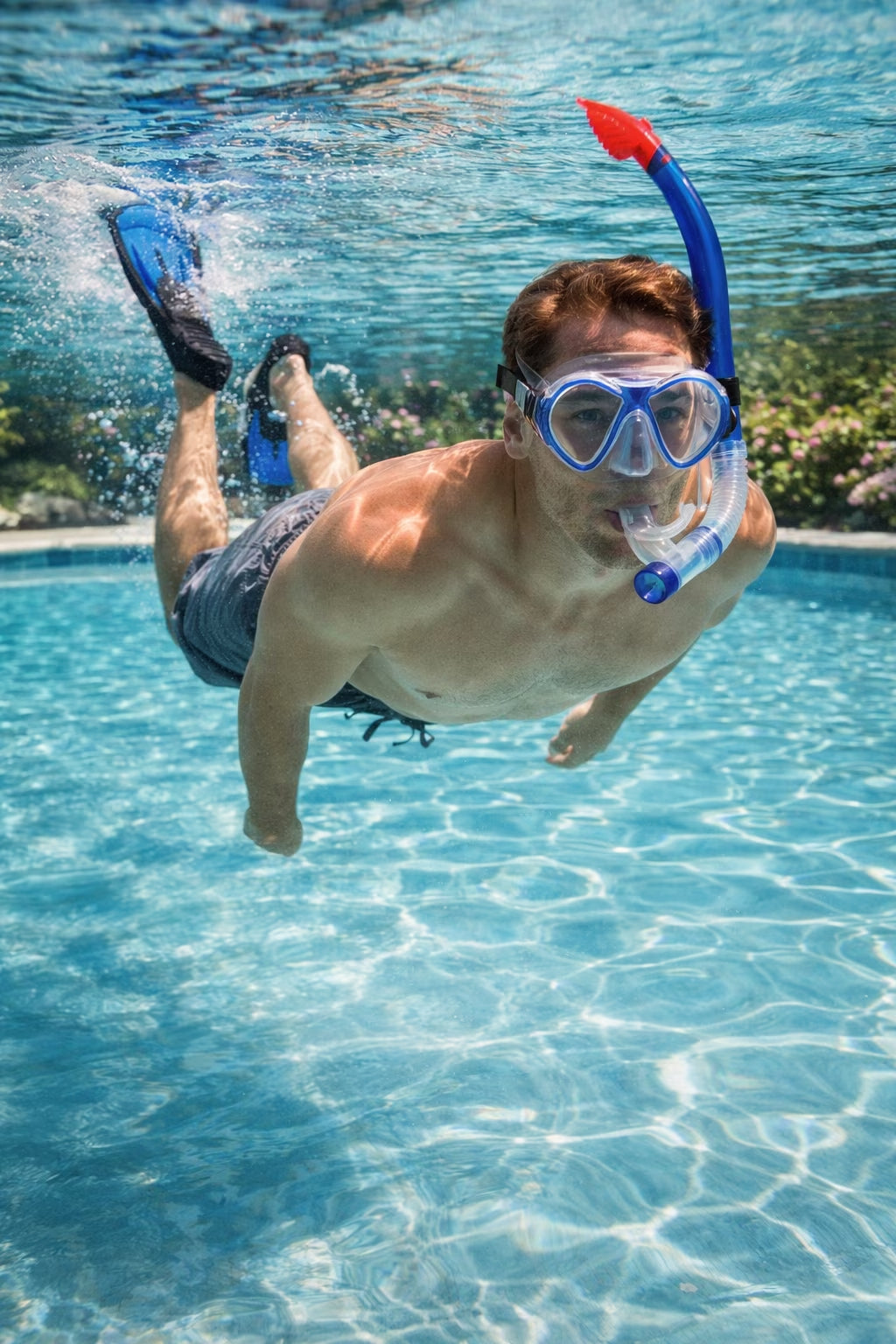 3Pc Zray Teen/Young Adult Pro Scuba or Snorkeling Swimming Pool Set - Medium - Blue