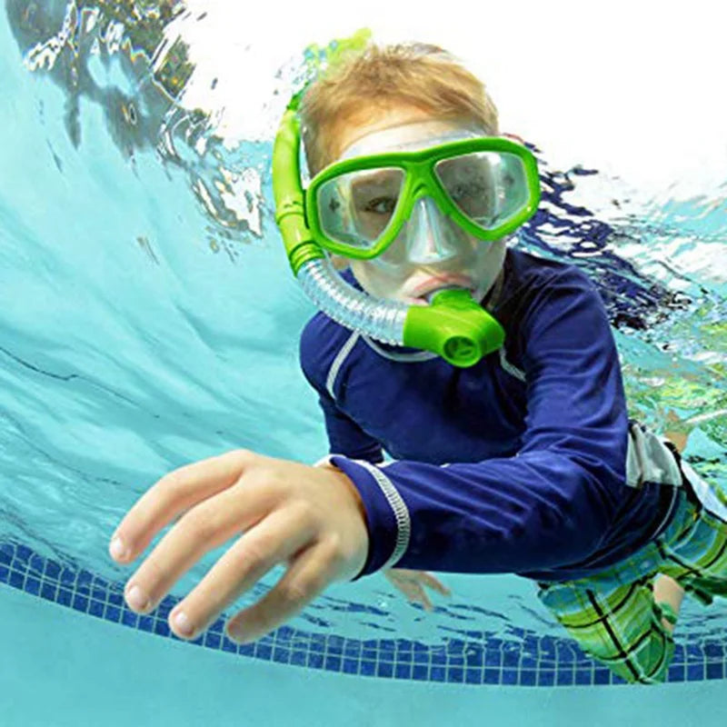 Children Kids Snorkel Set Scuba Snorkeling Mask Swimming Goggles Glasses with Dry Snorkels Tube Equipment Diving Gear
