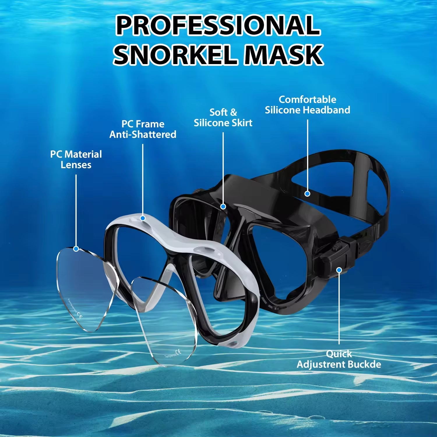 Large Frame Swimming Goggles for Adults High Quality Panoramic Antifog Swim Glasses Waterproof HD Swim Eyewear Swim Equipment