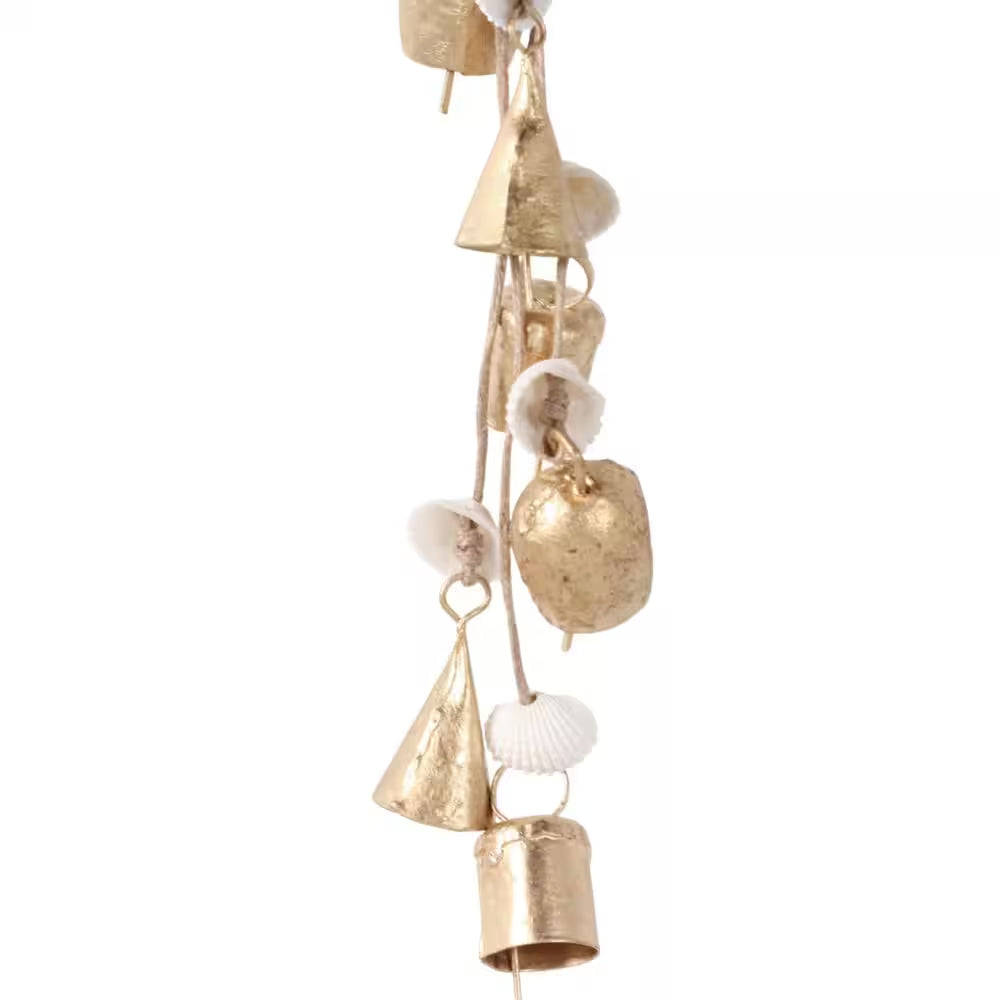 Brown 29 In. X 5.75 In. Wood Sea Turtle with Shells Wind Chime