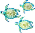Set of 3 Metal Sea Turtle Beach Theme Decor Wall Art Decorations for Indoor Outdoor Bathroom Garden