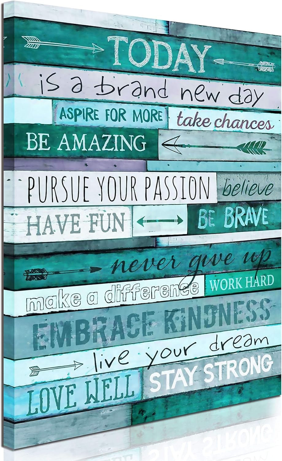 Inspirational Wall-Art - Quotes Office Wall Decor - Teal Wall Decor for Bedroom - Word Artwork for Home Walls with Framed Canvas Art Size 16"X24"