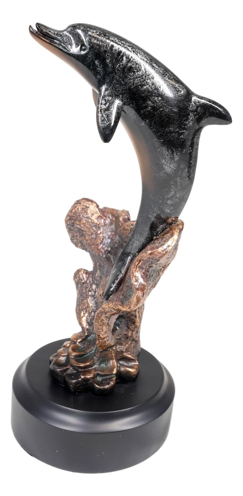 Jumping Dolphin Statue - Figurine 10.5" Height Bronze Electroplated Figurine