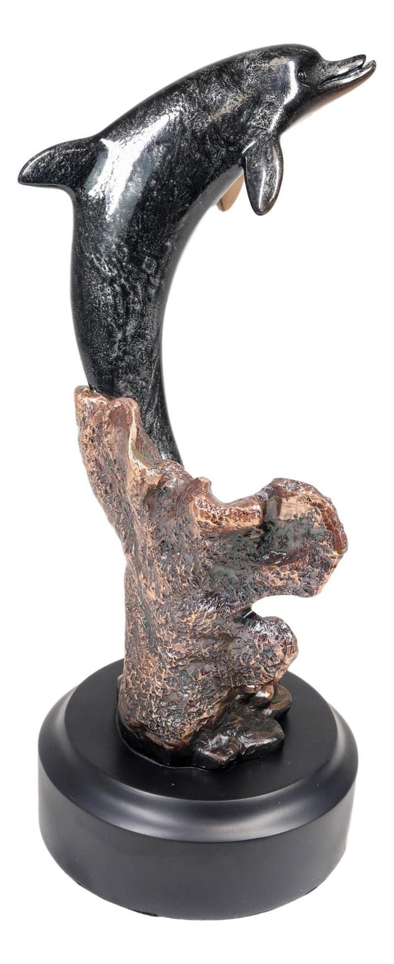 Jumping Dolphin Statue - Figurine 10.5" Height Bronze Electroplated Figurine