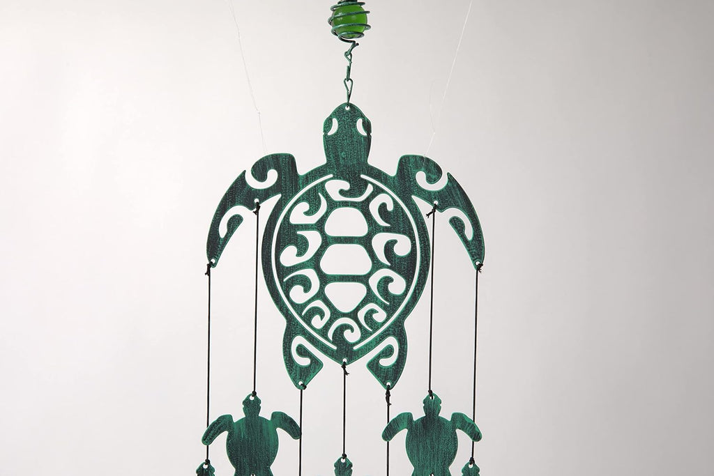 31" H Rustic Sea Green Tribal Turtles Wind Chimes for outside Unique Sea Turtle Windchimes for Outdoor Decoration and Garden Decoration, Gift for Women, Mom, Grandma, Unisex