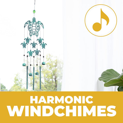 31" H Rustic Sea Green Tribal Turtles Wind Chimes for outside Unique Sea Turtle Windchimes for Outdoor Decoration and Garden Decoration, Gift for Women, Mom, Grandma, Unisex