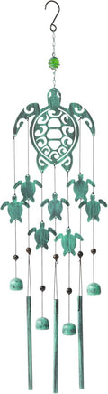 31" H Rustic Sea Green Tribal Turtles Wind Chimes for outside Unique Sea Turtle Windchimes for Outdoor Decoration and Garden Decoration, Gift for Women, Mom, Grandma, Unisex