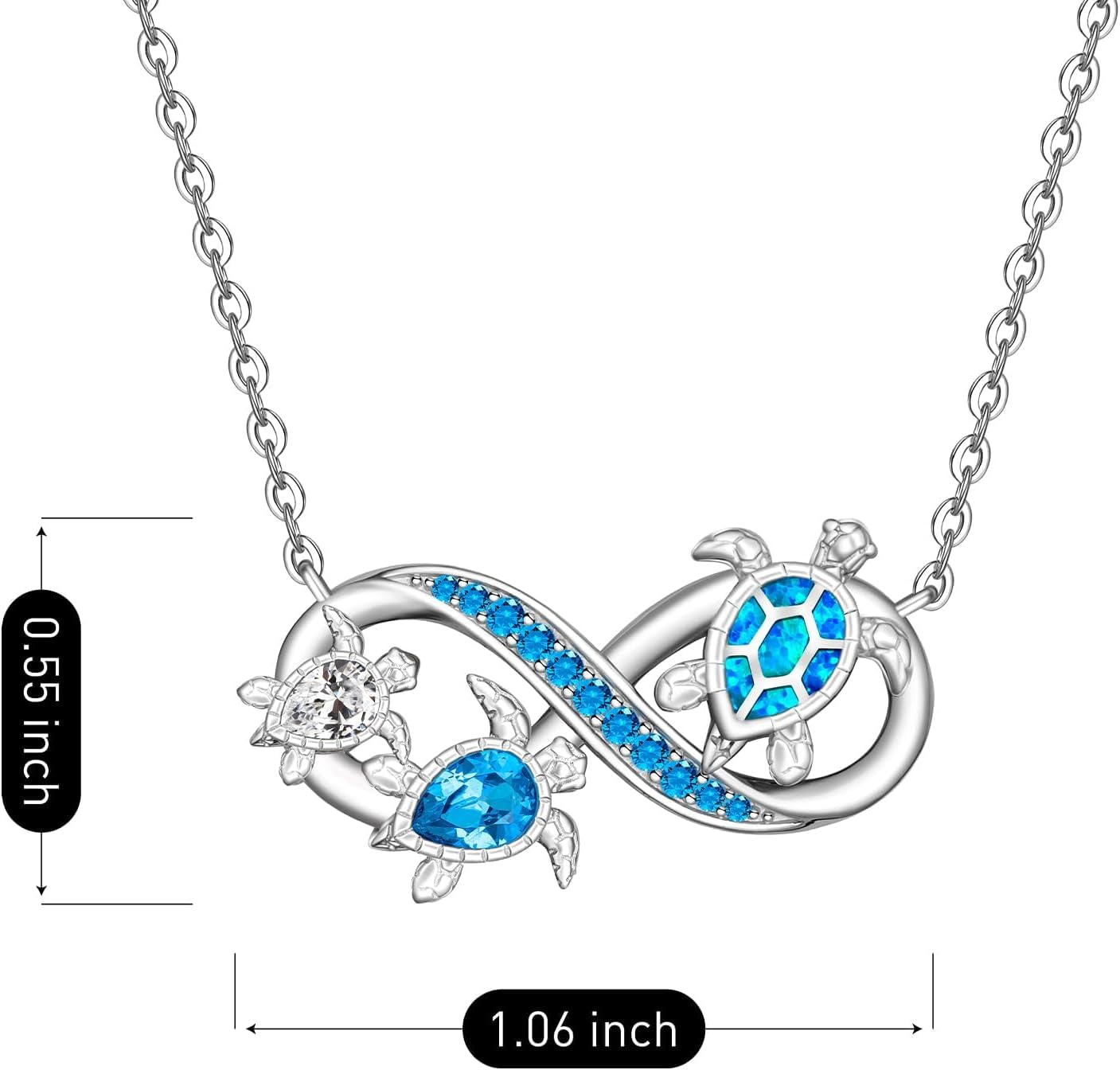 Turtle Necklace for Women Mom Sterling Silver Infinity Sea Turtle Pendant Neckla