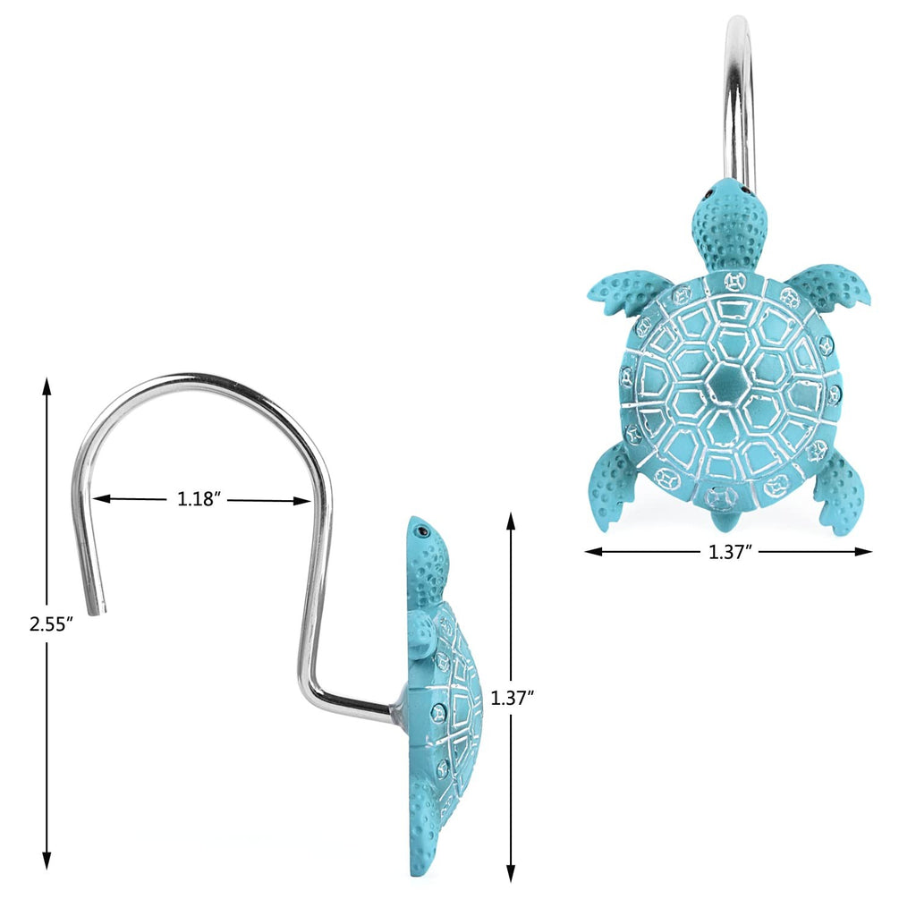 Sea Turtles Shower Curtain Hooks Rings for Bathroom, Metal Shower Curtain Hanger