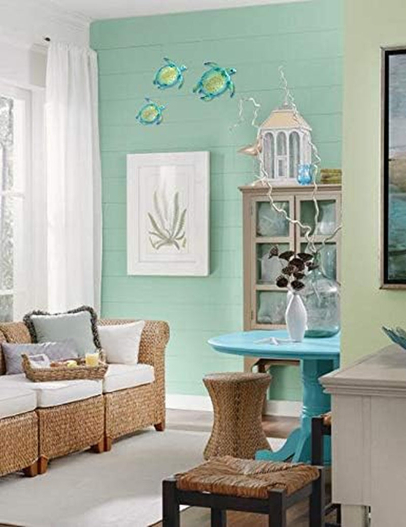 Set of 3 Metal Sea Turtle Beach Theme Decor Wall Art Decorations for Indoor Outdoor Bathroom Garden