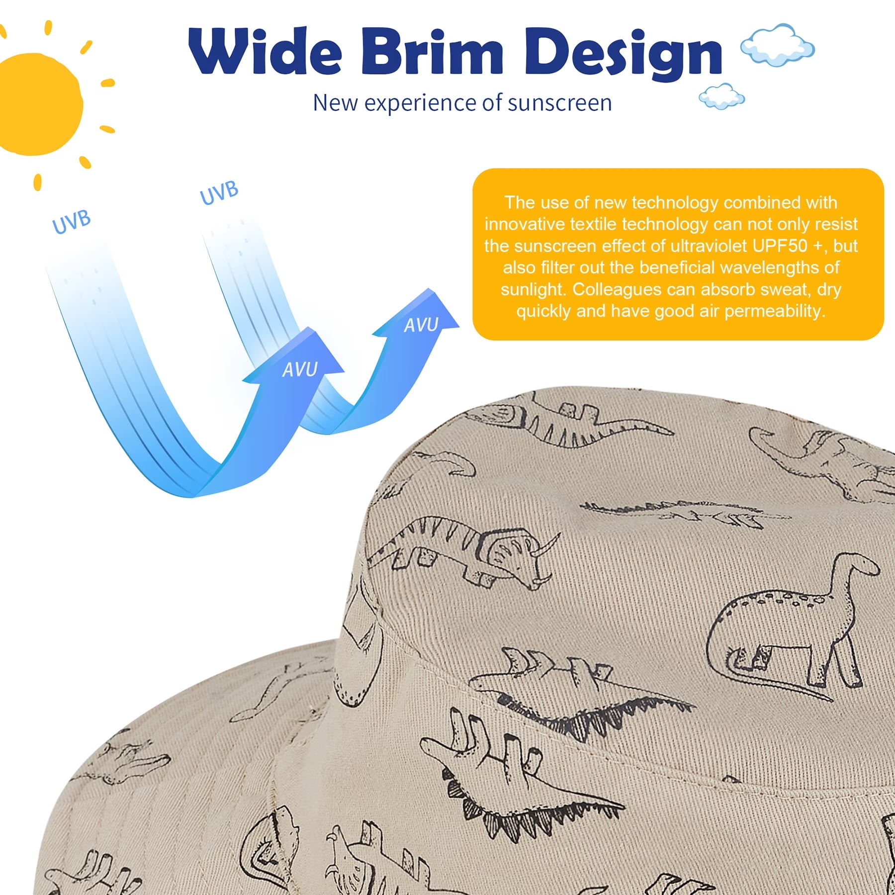 2 Pcs Baby Sun Hat Wide Brim UPF 50+ Sun Protection Hats for Toddlers Sombrero Bucket Hat Adjustable for Baby Boys and Grils 2 Pack Dinosaur Green Dinosaur Khaki 3-6 Months