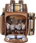 Picnic Basket Backpack for 4 Person with Insulated Leakproof Cooler Compartment, Wine Holder, Fleece Blanket, Cutlery Set, Wedding Gifts for Couples, Engagement Gifts