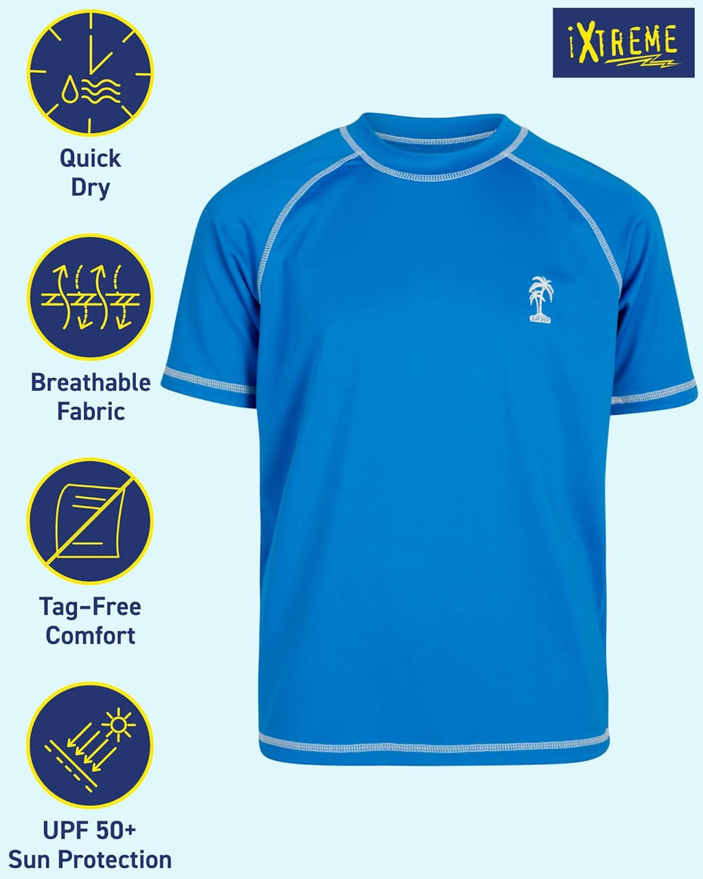 Boys Swim Shirt - Quick Dry UPF50+ Swim Top Beach Wear Short Sleeve Boys Rash Guard for Infant Toddler & Big Boy