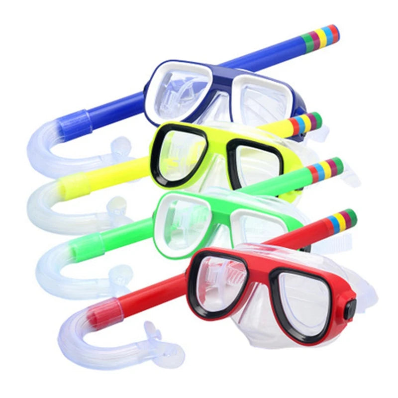 Children Kids Snorkel Set Scuba Snorkeling Mask Swimming Goggles Glasses with Dry Snorkels Tube Equipment Diving Gear