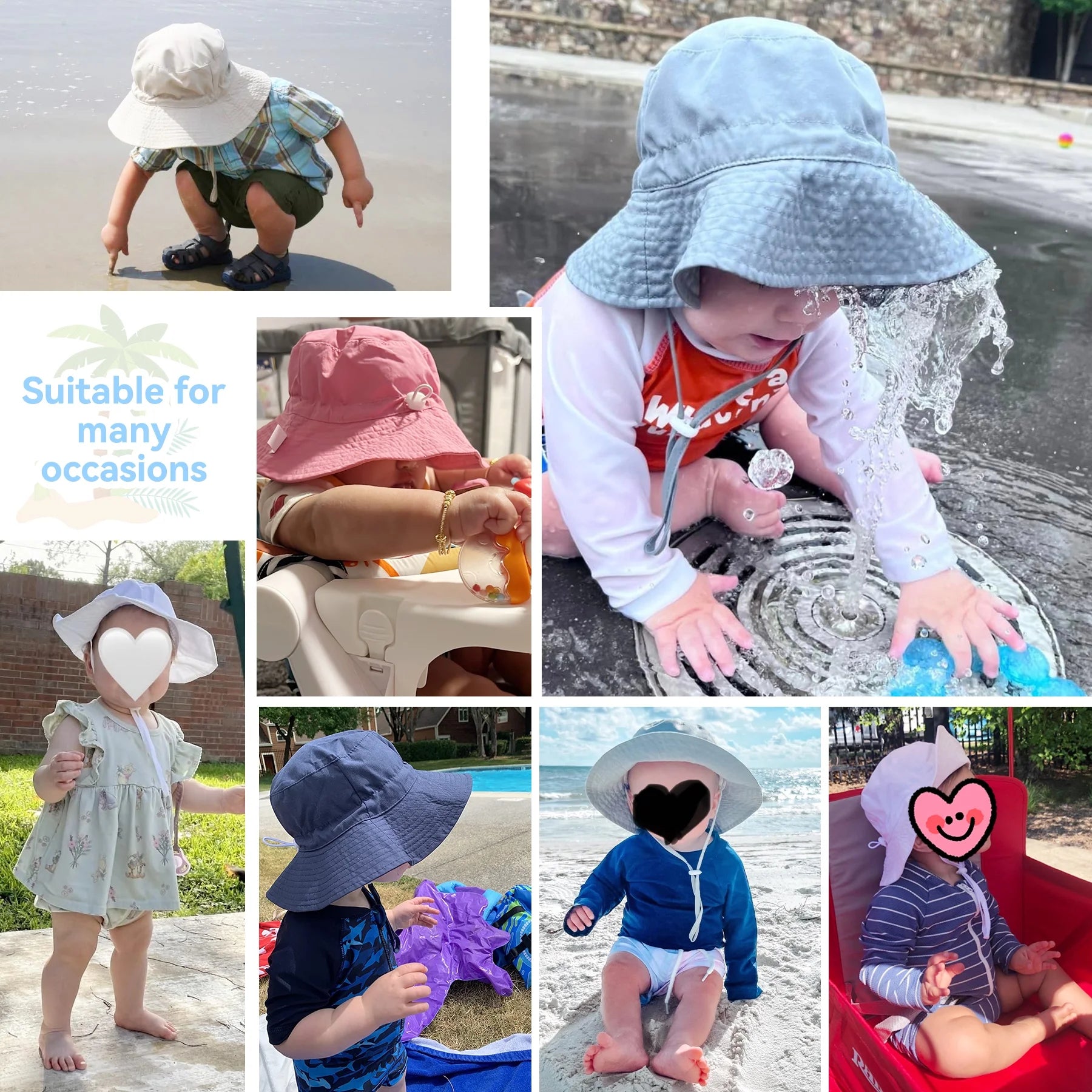 2 Pcs Baby Sun Hat Wide Brim UPF 50+ Sun Protection Hats for Toddlers Sombrero Bucket Hat Adjustable for Baby Boys and Grils 2 Pack Dinosaur Green Dinosaur Khaki 3-6 Months