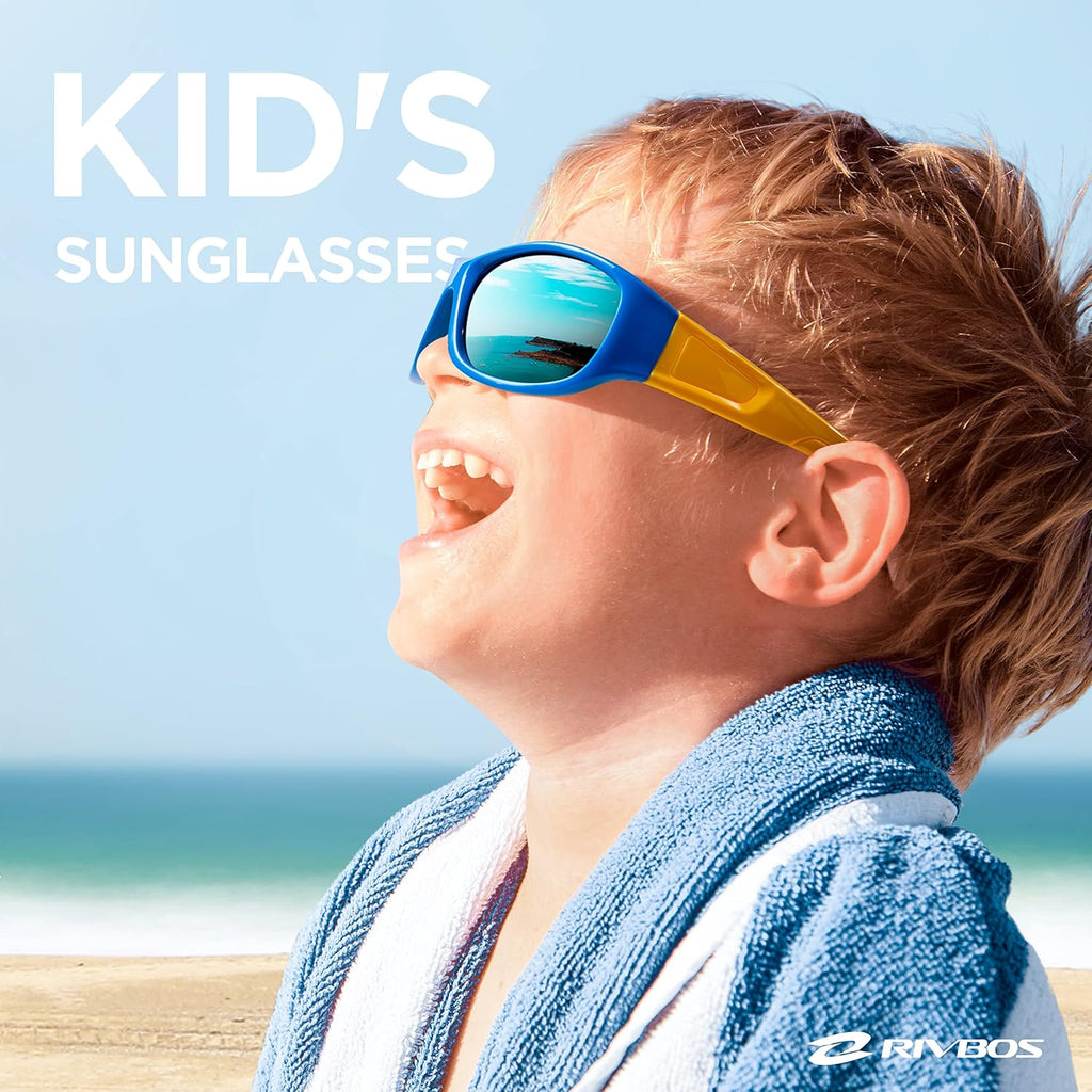 Kids Sunglasses Polarized UV Protection Flexible Rubber Glasses Shades with Strap for Boys Girls RBK037