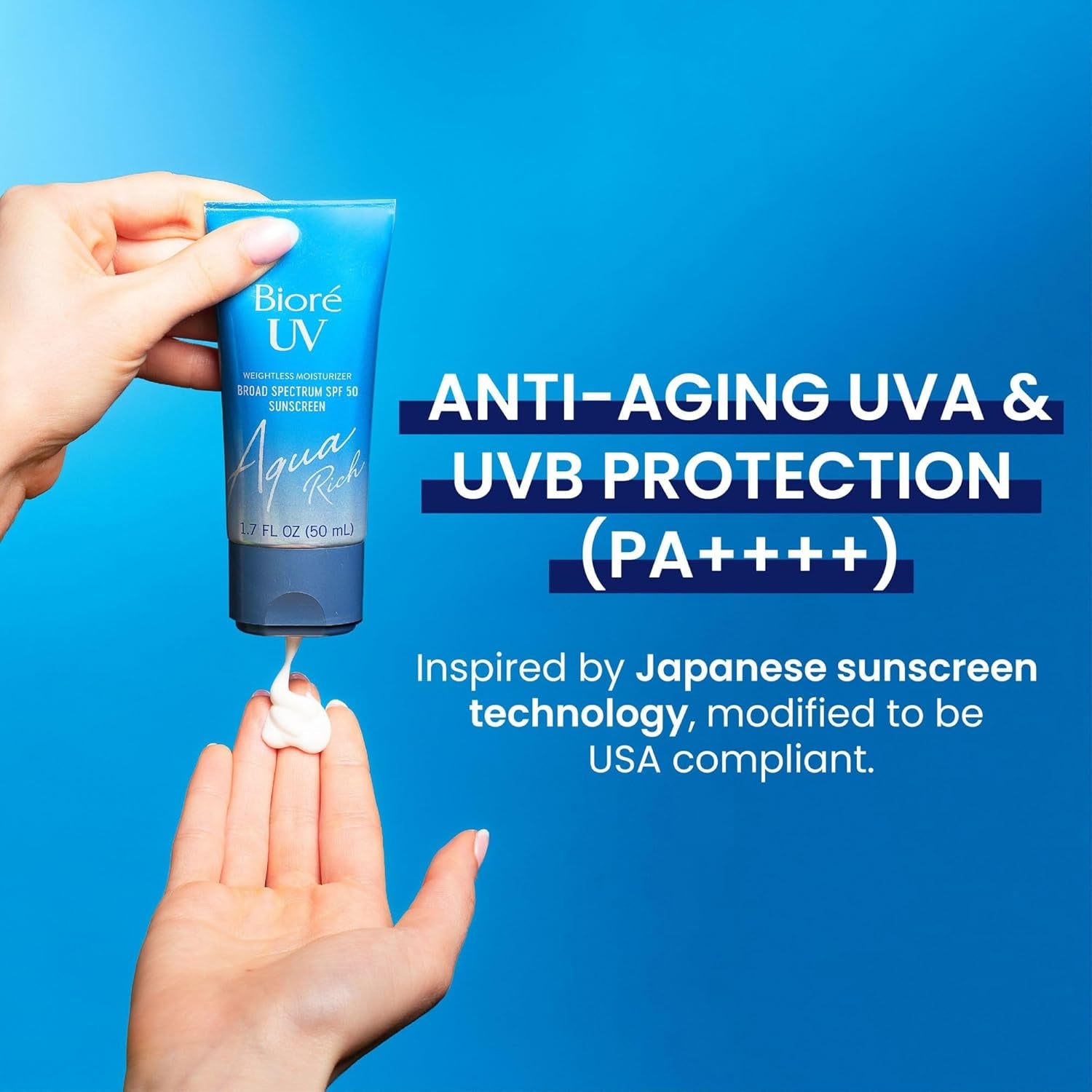 Biore UV Aqua Rich Daily Hydrating Facial Moisturizer with SPF 50 | Oil Free Sun