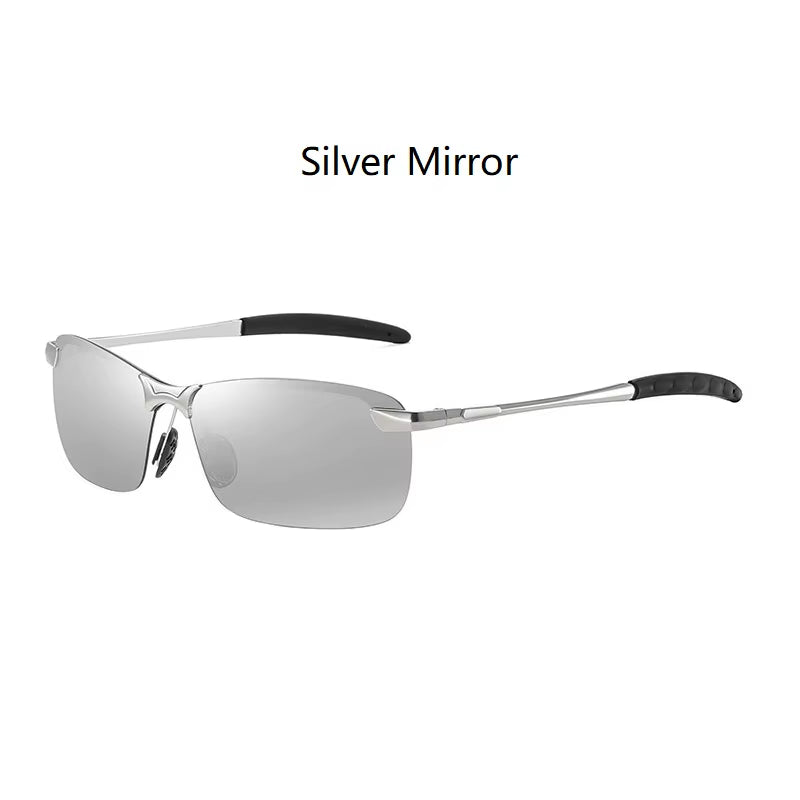 Classic Metal Men Polarized Sunglasses Fashion Driving Fishing Half Frame Retro Sun Glasses Luxury Brand Designer Eyewear UV400