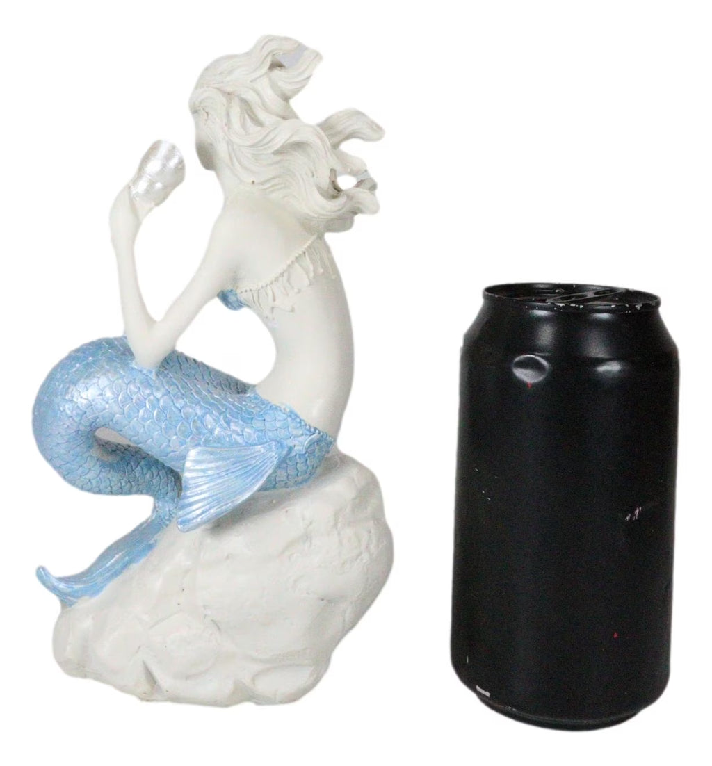 Ebros Ocean Goddess Pretty Mermaid with Blue Tail Holding Conch 8"Tall Figurine