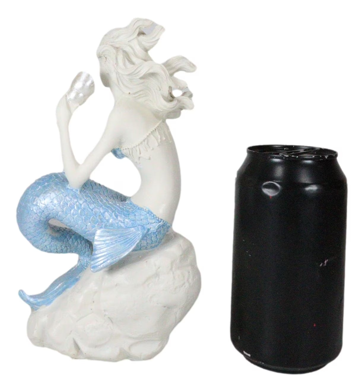 Ebros Ocean Goddess Pretty Mermaid with Blue Tail Holding Conch 8"Tall Figurine