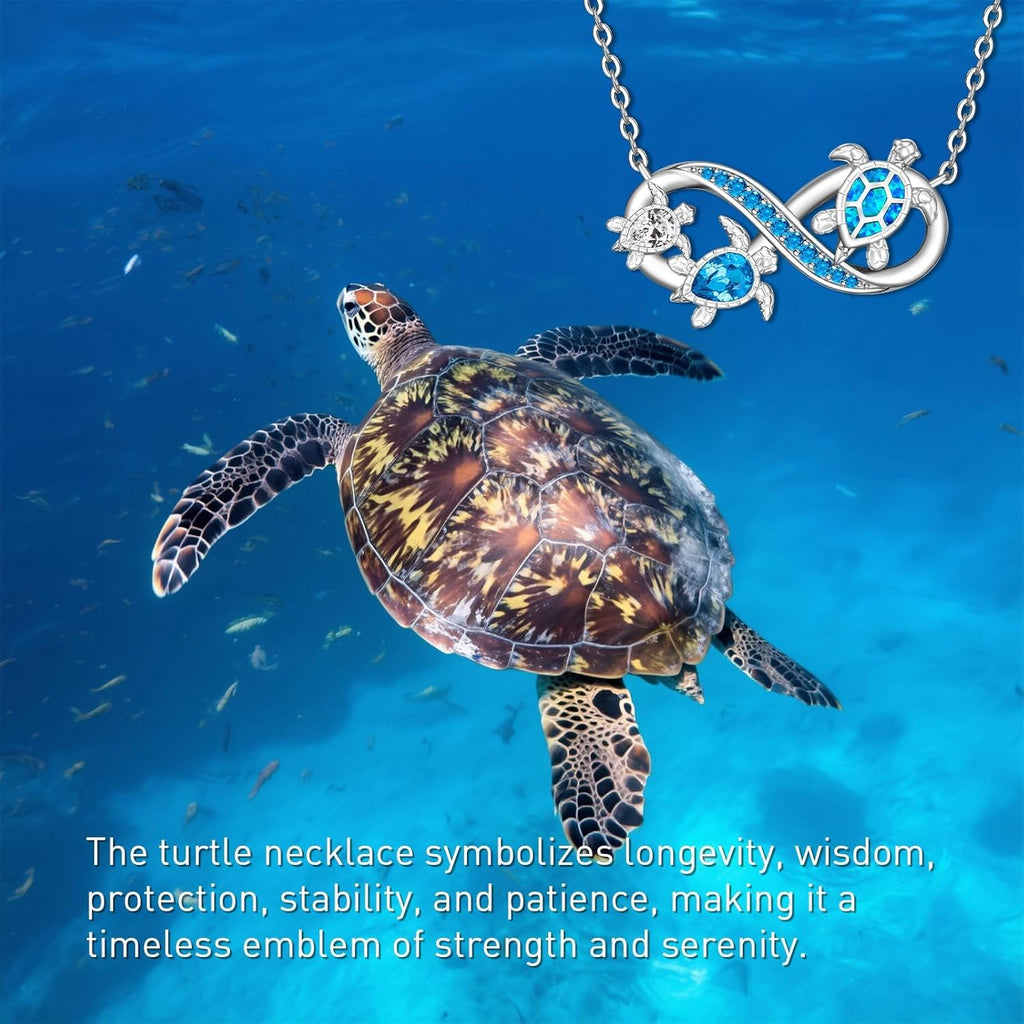 Turtle Necklace for Women Mom Sterling Silver Infinity Sea Turtle Pendant Neckla