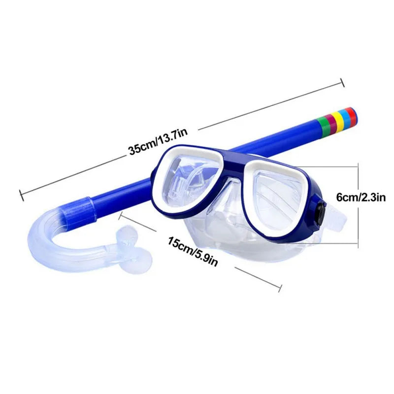 Children Kids Snorkel Set Scuba Snorkeling Mask Swimming Goggles Glasses with Dry Snorkels Tube Equipment Diving Gear