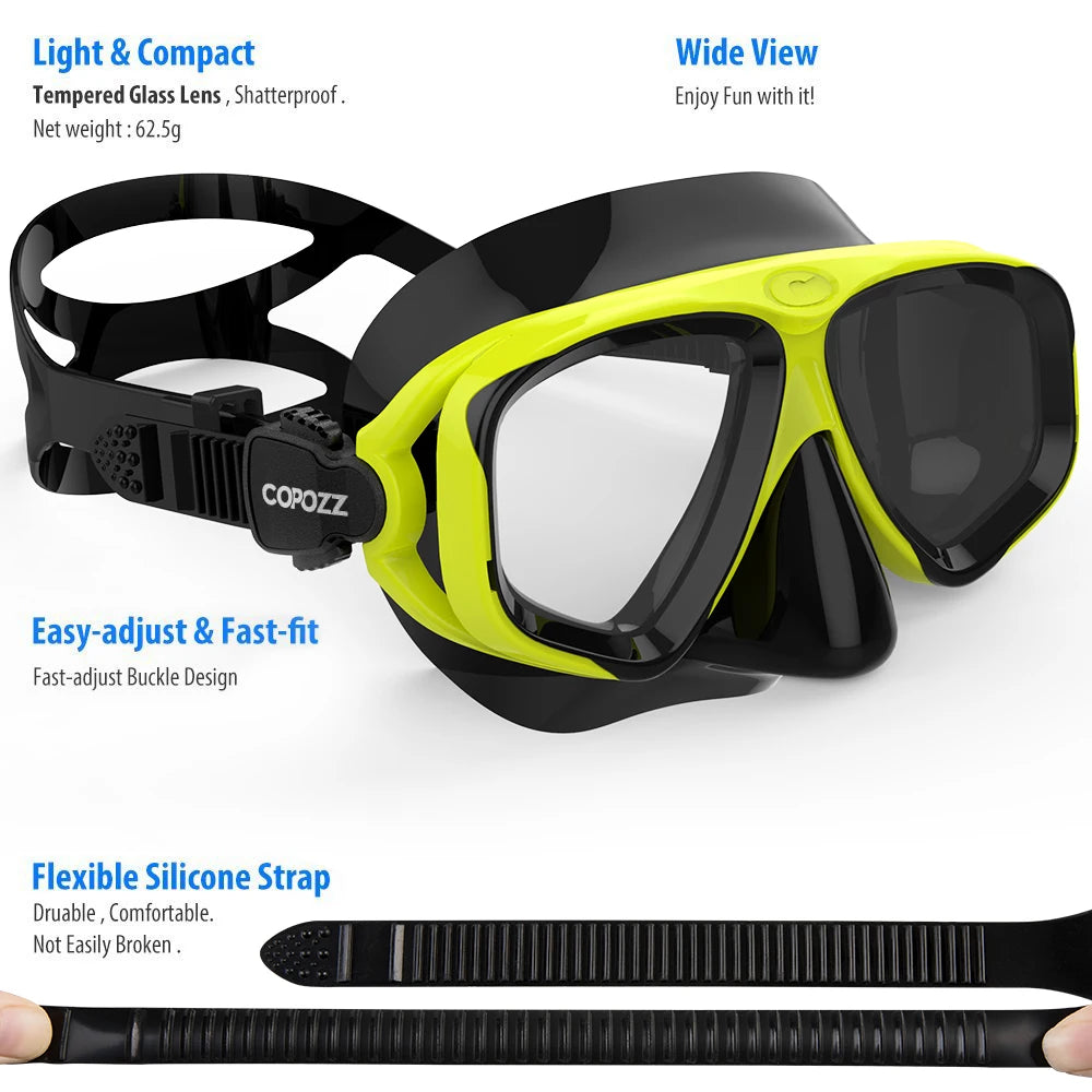 Professional Diving Scuba Mask No Fogging Snorkeling Scuba Dive Glasses Seal Diving Tempered Glass Mask Goggles Men Women
