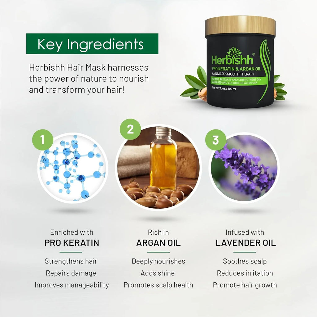 (6 Pack)  Argan Hair Mask-Deep Conditioning & Hydration for Healthier Looking Hair- for Very Dry, Weak, Stressed Out Hair, No Sulphates, No Parabens (800ML)