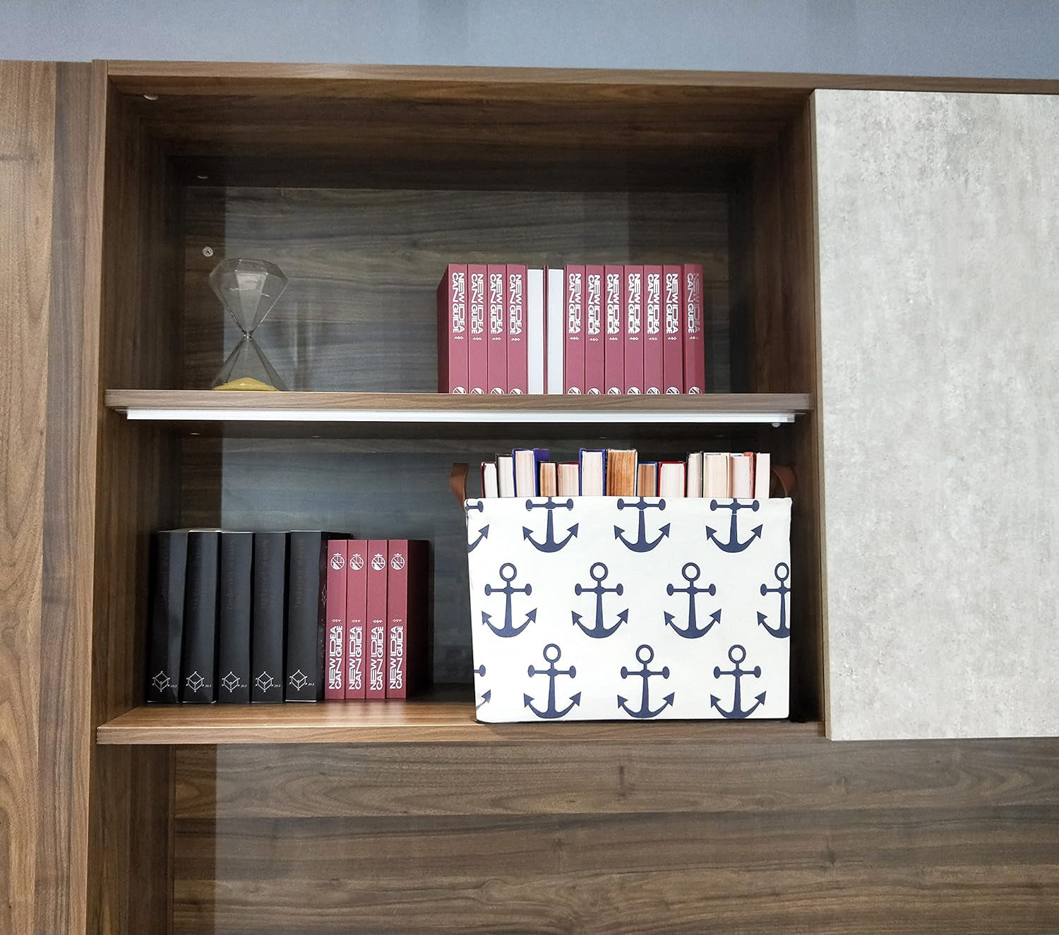Kids Storage Basket Nautical Gift Basket Empty Boys Toy Storage Bin Organizer Box Rectangular Room Decor for Home,Books (Anchor)