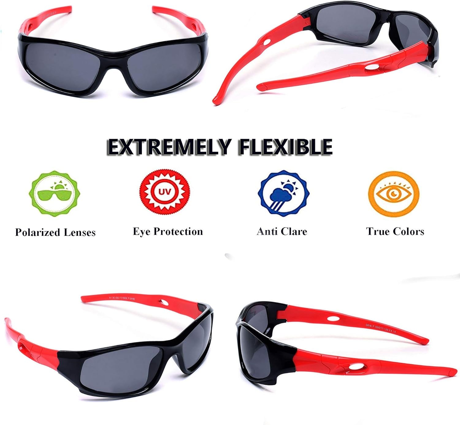 Kids Sunglasses Boys Girls Sports Polarized Sunglasses for Kids Child Youth Baseball Beach Sun Glass with Strap