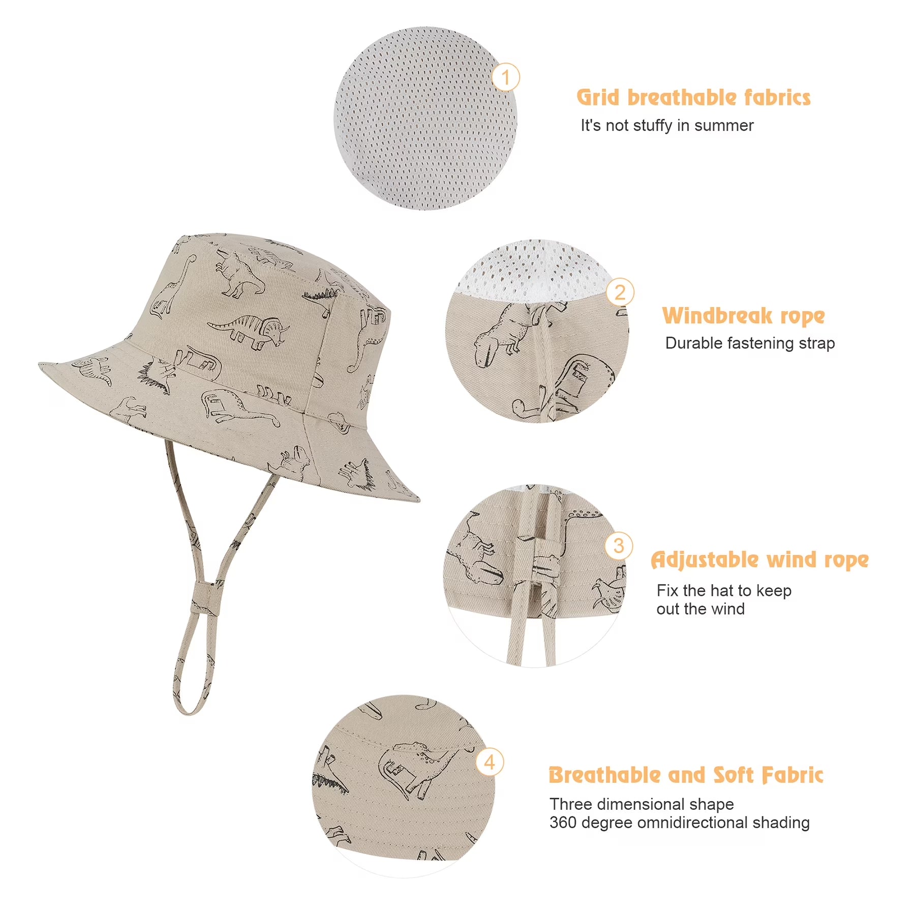 2 Pcs Baby Sun Hat Wide Brim UPF 50+ Sun Protection Hats for Toddlers Sombrero Bucket Hat Adjustable for Baby Boys and Grils 2 Pack Dinosaur Green Dinosaur Khaki 3-6 Months