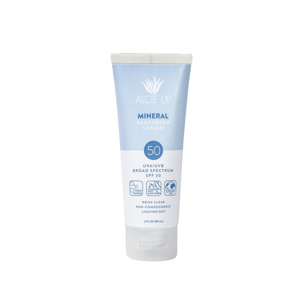 Suncare Bundle - Mineral Sunscreen Lotion SPF 50, White Collection Sunscreen Spray SPF 30, Aloe Ice Sunburn Relief Jelly, SPF 25 Daily Moisturizer - 4 Items