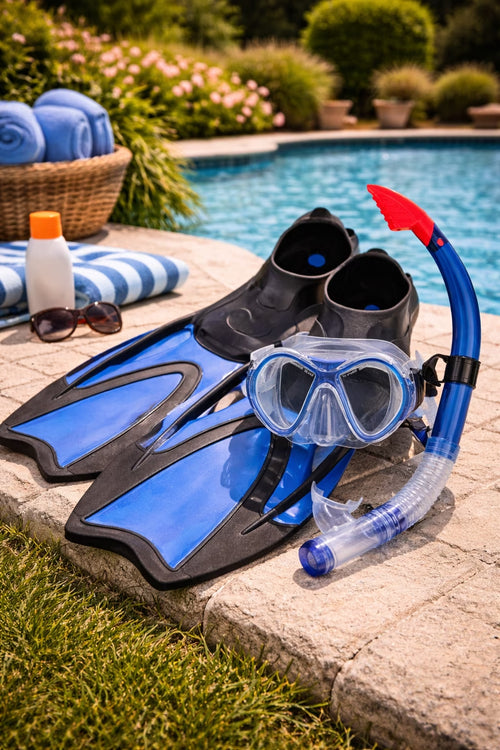 3Pc Zray Teen/Young Adult Pro Scuba or Snorkeling Swimming Pool Set - Medium - Blue