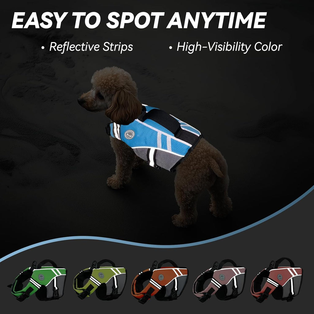 Sports Style Dog Life Vest, Dog Life Jacket for Swimming & Boating, Ripstop & Buoyancy for Puppy Doggy, Lifejacket with Handle, XS, Blue