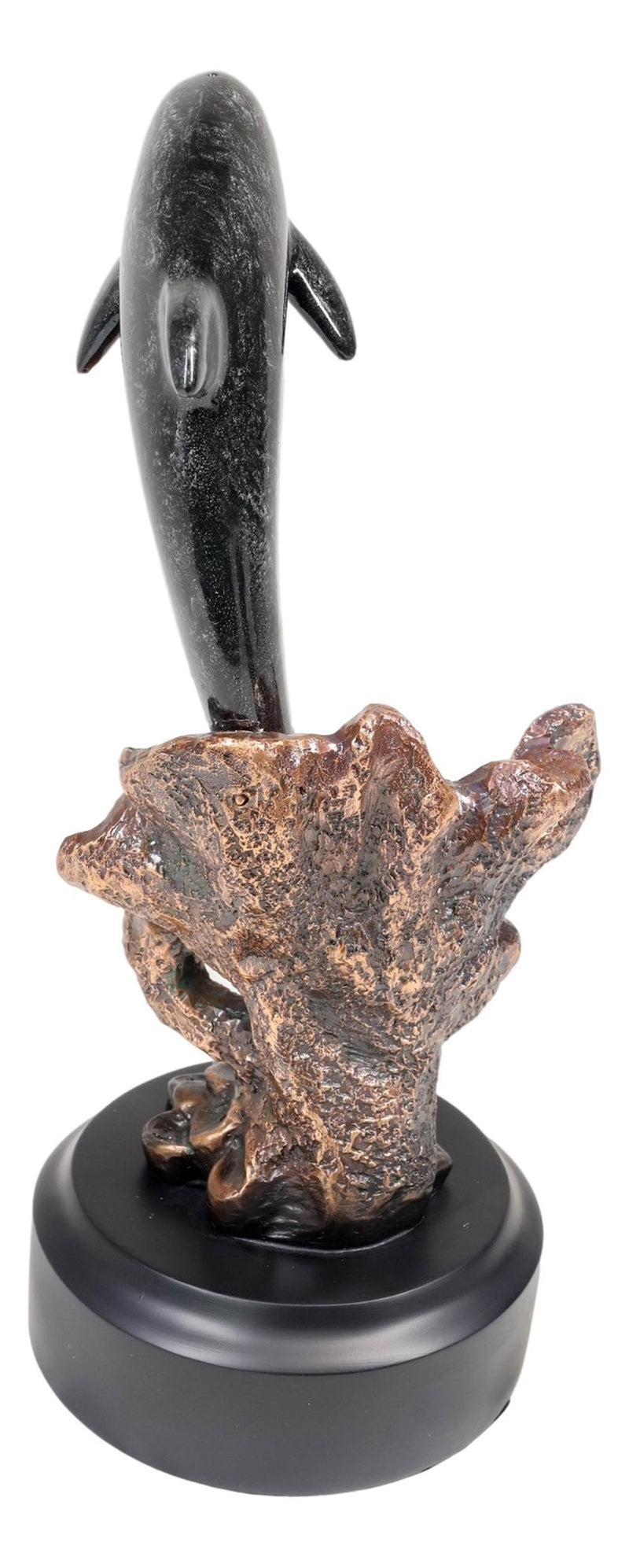 Jumping Dolphin Statue - Figurine 10.5" Height Bronze Electroplated Figurine