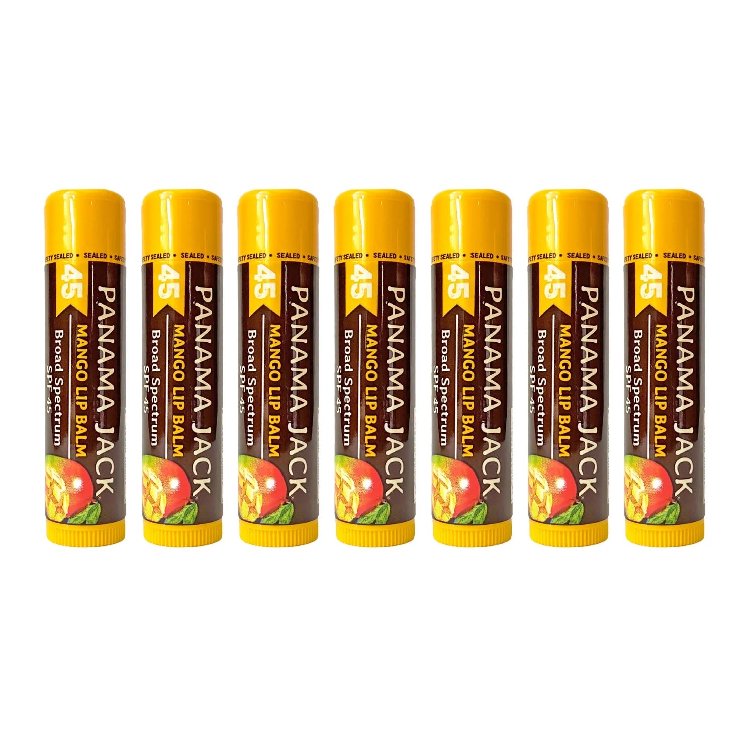 Sunscreen Lip Balm - SPF 45, Broad Spectrum UVA-UVB Sunscreen Protection, Prevents & Soothes Dry, Chapped Lips (Pack of 7, Mango)