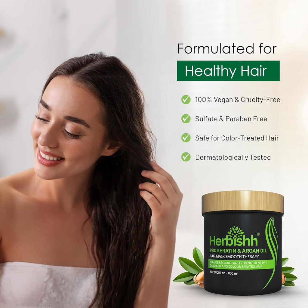 (6 Pack)  Argan Hair Mask-Deep Conditioning & Hydration for Healthier Looking Hair- for Very Dry, Weak, Stressed Out Hair, No Sulphates, No Parabens (800ML)