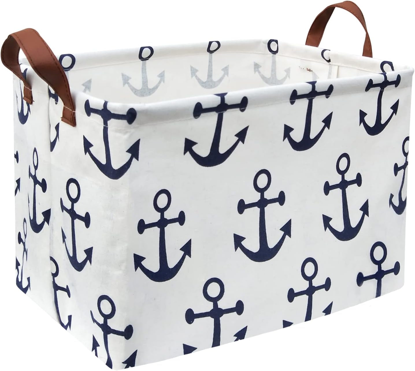 Kids Storage Basket Nautical Gift Basket Empty Boys Toy Storage Bin Organizer Box Rectangular Room Decor for Home,Books (Anchor)