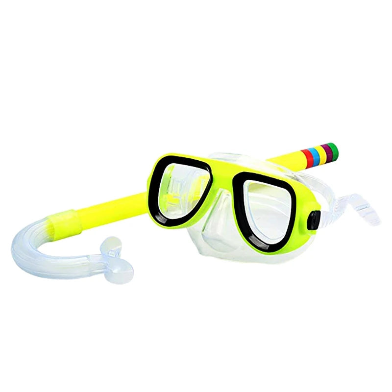 Children Kids Snorkel Set Scuba Snorkeling Mask Swimming Goggles Glasses with Dry Snorkels Tube Equipment Diving Gear