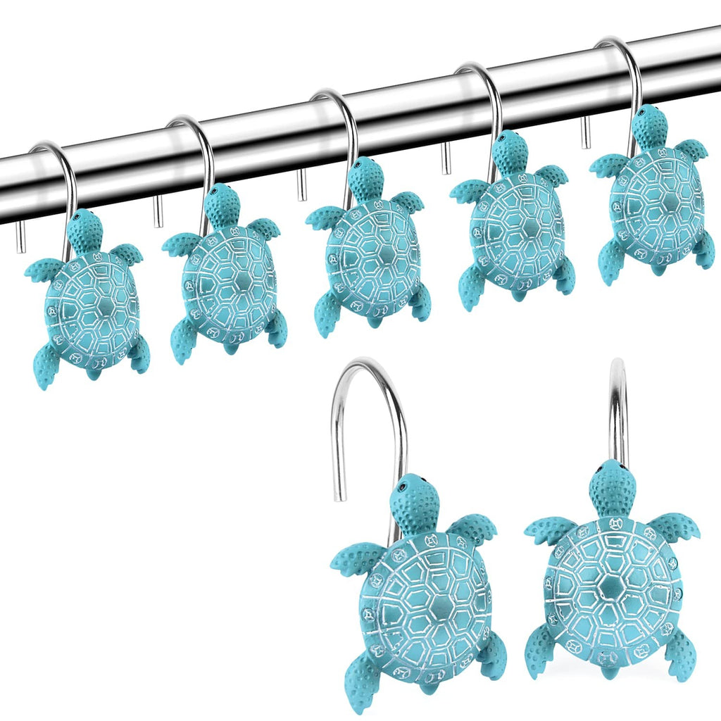 Sea Turtles Shower Curtain Hooks Rings for Bathroom, Metal Shower Curtain Hanger